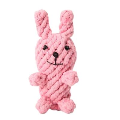 China Viable Dog Toys Woven Cotton Rope Rabbit Toy Durable Braided Rope Cat Dog Training Toys for sale