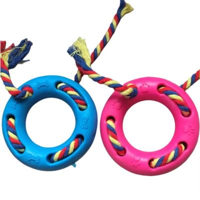 China Wholesale Custom Viable Dog Chew Toys Rubber Ring Dog Rope Toy Dog Toy With Rope for sale