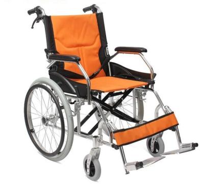 China Comfortable folding wheelchair with high strength and thickened aluminum alloy frame for the elderly and disabled people for sale