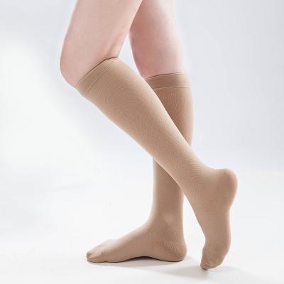 China Breathable Open Toe Knee High Stockings Calf Compression Stockings Varicose Veins Treat Forming Graduated Pressure Stockings for sale