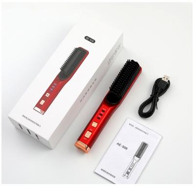 China Digital Outdoor Led Rechargeable Hair Straightener Comb Usb Rechargeable Hair Straightening Brush Comb for sale