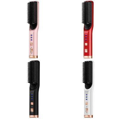 China Outdoor Portable Usb Hair Straightener Sweep Clean Logo Hair Straightener Brush Straightening Comb for sale