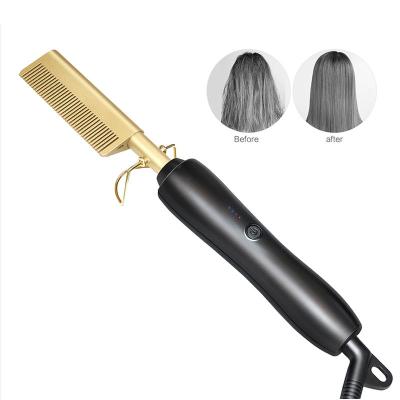 China Hotel Amazon Hot Comb Hair Straightener Beard Straightening Comb Heated Pro Electric Iron Hot Brush For Men for sale