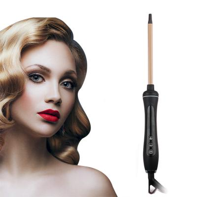 China Amazon Private Label Professional Hair Curler Salon Hair Curler Bestselling LCD Display Round 10mm Rose Gold Titanium Barrel Curling Wand Super Slim Iron for sale