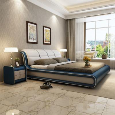 China Modern Design View King Size Soft Beds Master Bedroom Leather Convertible Wooden Single Bed for sale