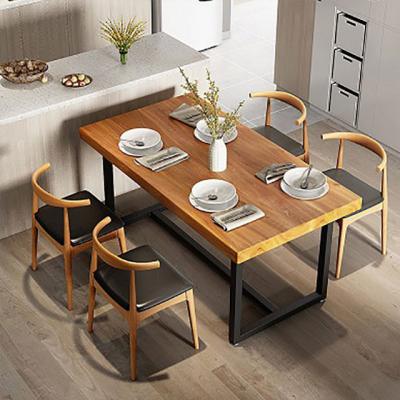 China (Other) Luxury Adjustable Reclaimed Furniture Solid Wood Dining Table and Chairs Dining Table Set with Chair 4 Seaters for sale