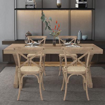 China (Other) Homestay Adjustable Luxury Rustic Solid Wood Dining Table Set Wooden Dining Table With 4 Chairs for sale