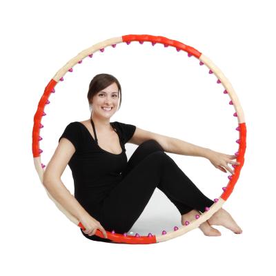 China WH-005 1.1kg Plastic Body Magnet Hulahoops 108cm with massage balls weighted hoola circle PE hola fitness circle gym equipment for sale