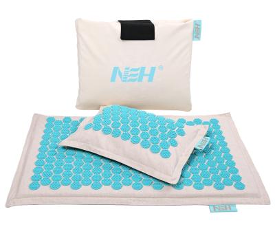 China AKU-SET07 ABS Canvas Acupuncture Mat With Pillow Set Massage Mat Spike Buckwheat Acupressure Massage Mats And Manufacturer Wholesale for sale