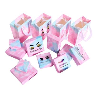 China Delicate Logo Printing Empty Package Box Magnetic Marble Eyelash Licks Enclose Custom Logo Eyelash Bags for sale