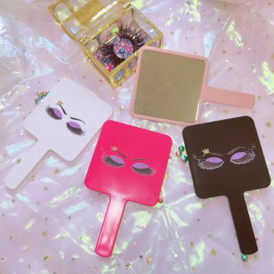 China Custom Wholesale Cosmetic Tools ABS Pocket Square Makeup Plastic Mirror Custom Logo Hand Mirror For Women for sale