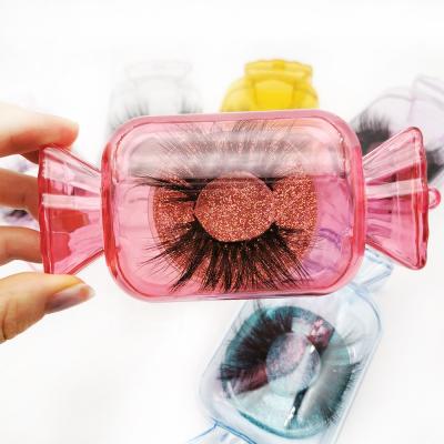 China Cute Durable Candy Wick Box 25mm Mink Eyelash Vendor Eyelash Case Packaging for sale