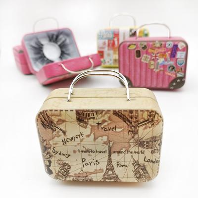 China Durable Mini Suitcase Eyelash Packing Box Iron Custom Eyelash Box for sale