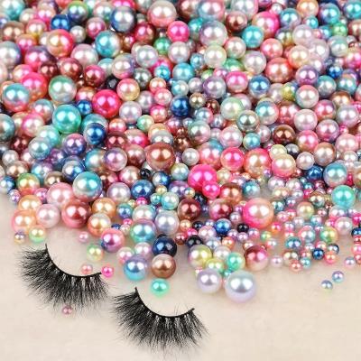 China Natural Colorful Flame Colors 3mm-10mm Long Shiny Beauty Non Holes ABS Round Beads For Eyelash Container for sale