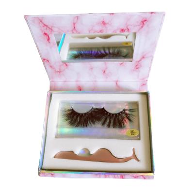 China Wholesale Durable Eyelash Packaging Box With Ribbon Customized Your Own Logo For 3d Tapered Mink Eyelashes for sale