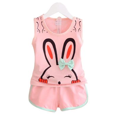 China Summer Baby Style Toddler Girl Suit Casual Popular Hot Selling Rabbit Print Vest Western Suit for sale