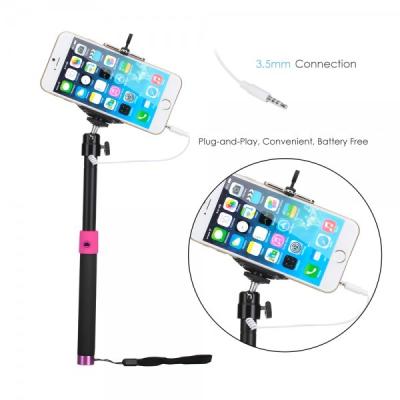 China 820 mm Wired selfie stick  Support IOS 5.0 or Later , digital camera selfie for sale