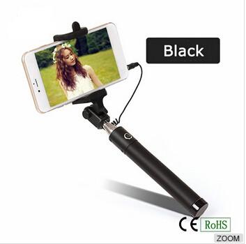 China Colorful mobile phone selfie stick  wired with IOS and Android for sale