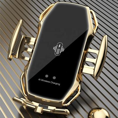 China Wireless charging with 3 magnetic connectors factory supply fast qi wireless car charger A5S Infrared Auto-sens Air Vent Mount Smart Automatic Mobile Charger a5s for sale