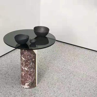 China Modern Luxury Living Room Round Marble And Glass Coffee Top Side Table Home Furniture for sale