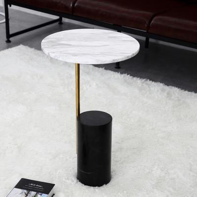 China Modern Nordic light side luxury minimalist marble table with stainless steel frame for living room home furniture for sale