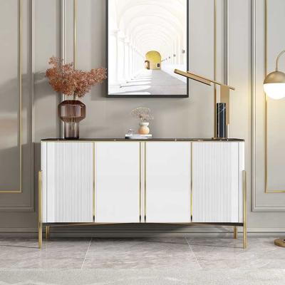 China Modern Light Luxury Marble Rock Slab Top Sideboard Cabinet For Dining Room Home Furniture for sale