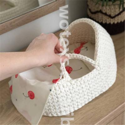 China WARM BB012 Custom Design Handmade Doll Moses Basket Crochet Cradle For Dolls Crochet Basket For Toys for sale