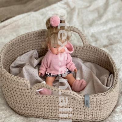 China BB011 HEATER Handmade Moses Basket Crochet Doll Cradle for Dolls Crochet Basket for Toys for sale