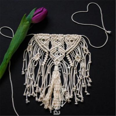 China BW015 Wholesale Handmade Cotton Macrame Bouquet Wrap Bridal Bouquet Wrap Wedding Boho Bridal Flower Holder for sale