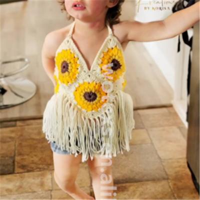 China Anti-pilling CL010 pick your size festival crop top sunflower crochet top crochet flower top knit bikini for sale