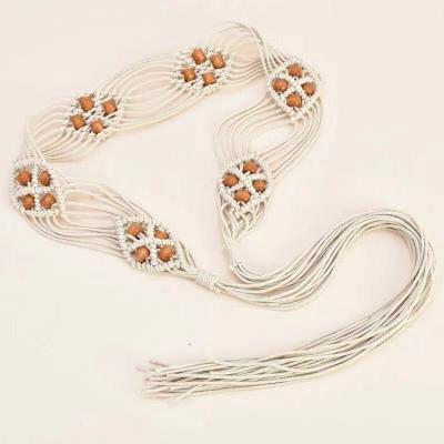 China New Designs WS004 Viable Fashion Women Ladies Rope Macrame Belt Tassel Bohemian Belt for sale