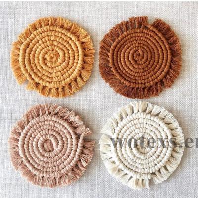 China Wholesale Custom Color HC077 Handmade Macrame Coasters Viable For Drinks Cotton Macrame Tea Coasters for sale