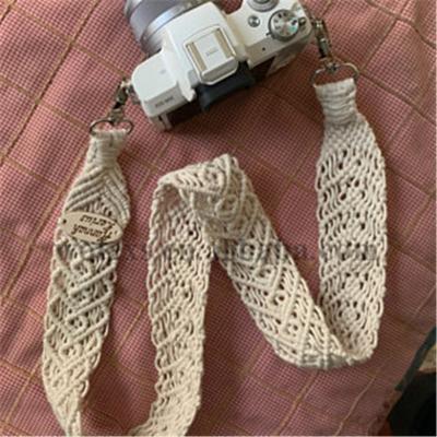 China Handmade natural sling woven boho bag strap 91cm*4cm macrame cotton rope camera strap replacement purse carrier ST001 for sale