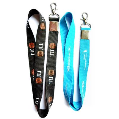 China Cheap Business Image Polyester Material Double Clip Custom Woven Lanyards No Min Order for sale