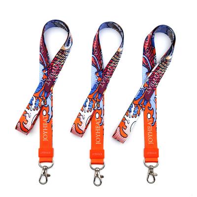 China Custom High Quality Polyester Transfer Thermal Polyester Cell Phone Key Chain Lanyard for sale