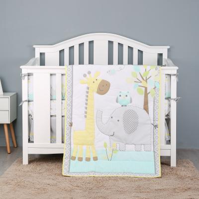 China Hot Sale 4pcs Disposable Crib Bedding Sets New Cartoon Unisex Animals Jungle Design for sale