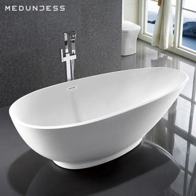 China Easy Clean Oval Solid Outdoor Bathroom Wash Basin Hot Tub Shower Resin Stone Freestanding Bathtub Free Badewanne for sale