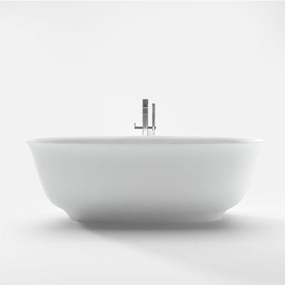 China Easy Clean White Oval Freestanding Bathtub Bathroom Tubs Badewanne Stone Soaking Tub Bathtub for sale