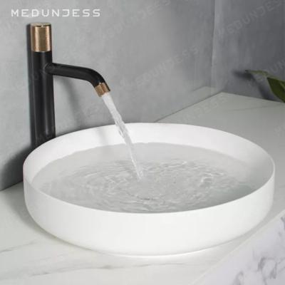 China Factory Wholesale Easy Clean Round Wash Basin Countertop Wash Basin Bathroom Sinks Solid Surface Vanity Wash Basin Stone for sale