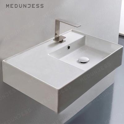 China Easy Clean Sink Glossy Rectangular Solid Outdoor Wall Hung Basin Resin Stone Hand Wash Sink Bathroom Basin Bathroom Sinks Washbasin for sale