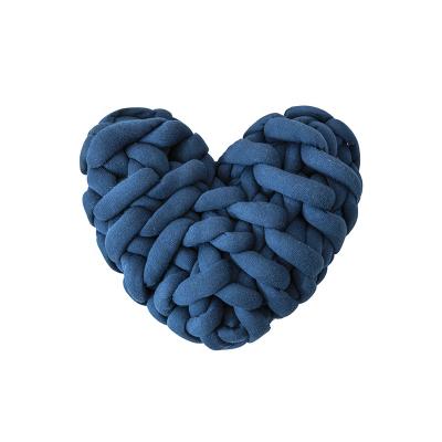 China HT Handmade modern Nordic style 100% cotton INS anti-pilling heart shape cotton knot decorative pillow for sofa for gift for sale