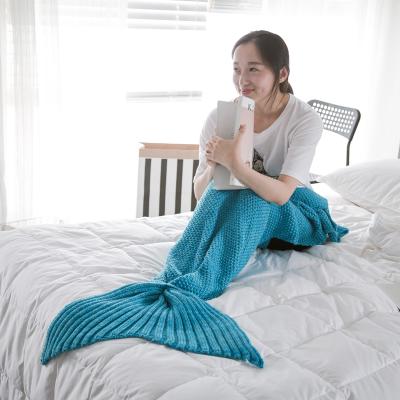 China Wholesale Factory Price Nantong Mermaid Tail Knitted Blanket Portable Sleeping Bag Warm Fishes Blanket for sale