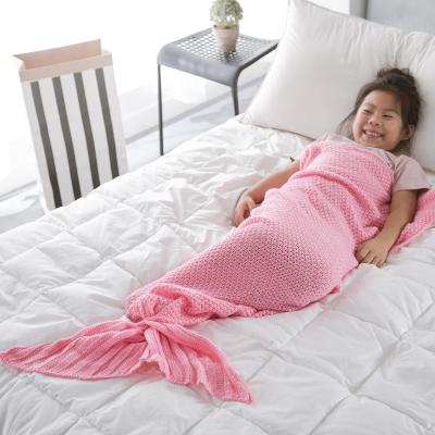 China YIRUIO Anti-static Children Crocheted Knitted Mermaid Tail Handmade Knitted Blanket for sale