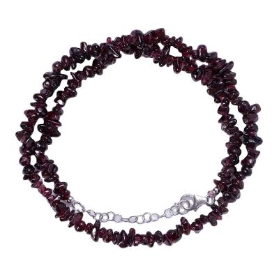 China CLASSIC Christmas Gift Gemstone Garnet Necklace Bracelet Combo Quality Garnet Chips Necklace Gift For Girlfriend for sale