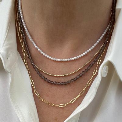 China Fashion Pearl Necklace Delicacy Cultivated 3mm Round White Pearl Necklace Small Seed Pearl Choker Necklace for sale