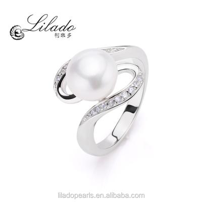 China Romantic Lilado 925 Sterling Silver Ring With Freshwater Pearl for sale