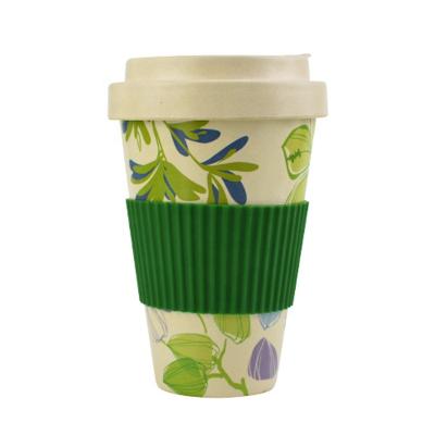 China Reusable Degradable Bamboo Fiber 450ML Silicone Lid Coffee Cup Degradable Coffee Tumbler With Lid for sale