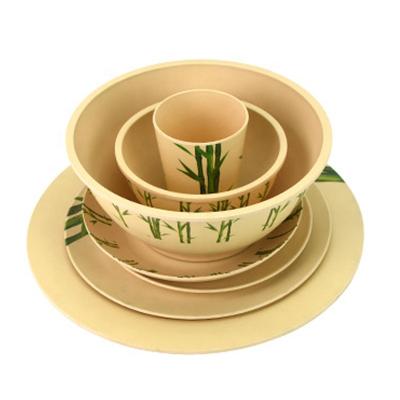 China Disposable Type C Bamboo Fiber Degradable Eco Friendly Reusable Food Safety Tableware Set for sale