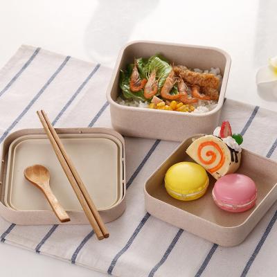 China Type B Reusable Degradable Eco Friendly Disposable Lunch Box Bento Container Box Food Safety BPA Bamboo Fiber Nature Freshness Preservation for sale