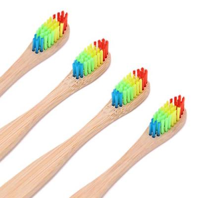 China 100% Natural Bristle Organic Bamboo Ergonomic Biodegradable Soft Free Toothbrush Rainbow BPA Handle Custom Logo for sale